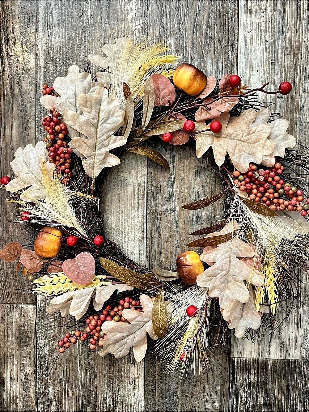 Autumn Harvest Fall Wreath Brown & Red